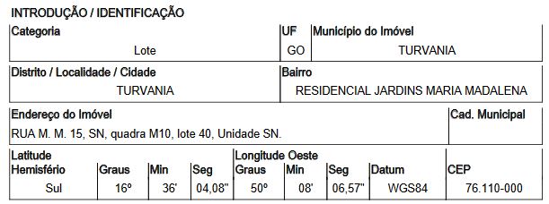 Terreno da Caixa em TURVANIA / GO - 10177904