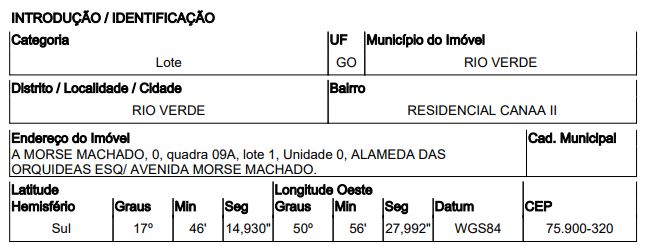 Terreno Caixa em RIO VERDE / GO - 10192440