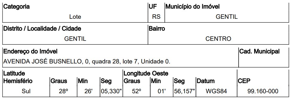 Terreno da Caixa em GENTIL / RS - 10221524