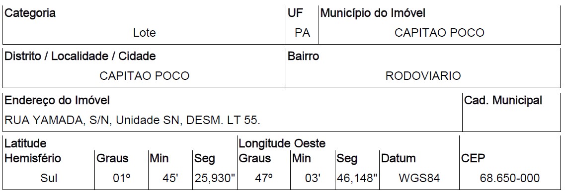 Terreno Caixa em CAPITAO POCO / PA - 1444404984951
