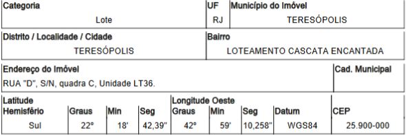 Terreno Caixa em TERESOPOLIS / RJ - 1555526356965