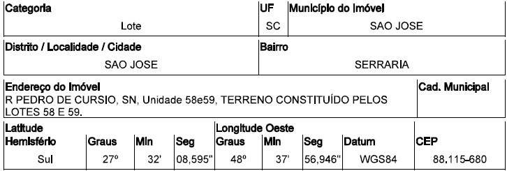 Terreno da Caixa em SAO JOSE / SC - 10286326