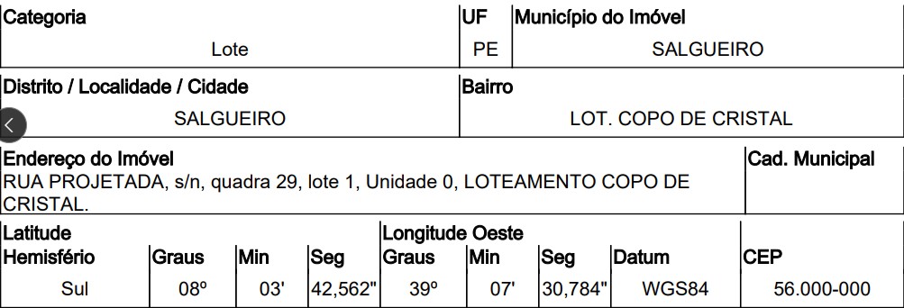 Terreno da Caixa em SALGUEIRO / PE - 10290992