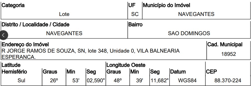 Terreno da Caixa em NAVEGANTES / SC - 10305203