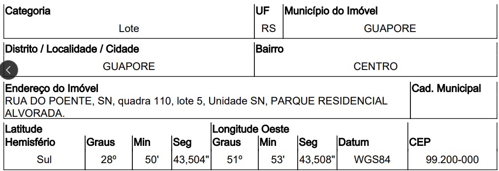 Terreno da Caixa em GUAPORE / RS - 10309361